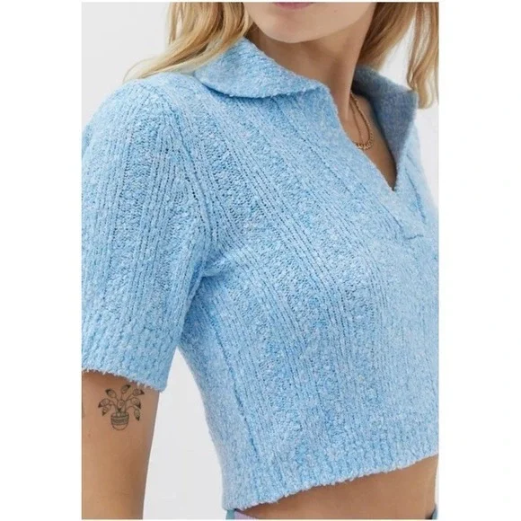 Urban Outfitters Women's Andrea Cropped Sweater Polo Size Large Spring Festival - Picture 4 of 7